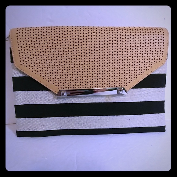Handbags - Stella & Dot Black Clean Stripe City Slim Clutch